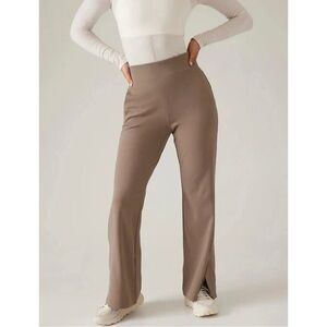 Athleta Venice Flare Pants Size Large Athleisure Comfy Stretch Pyrite Split Hem